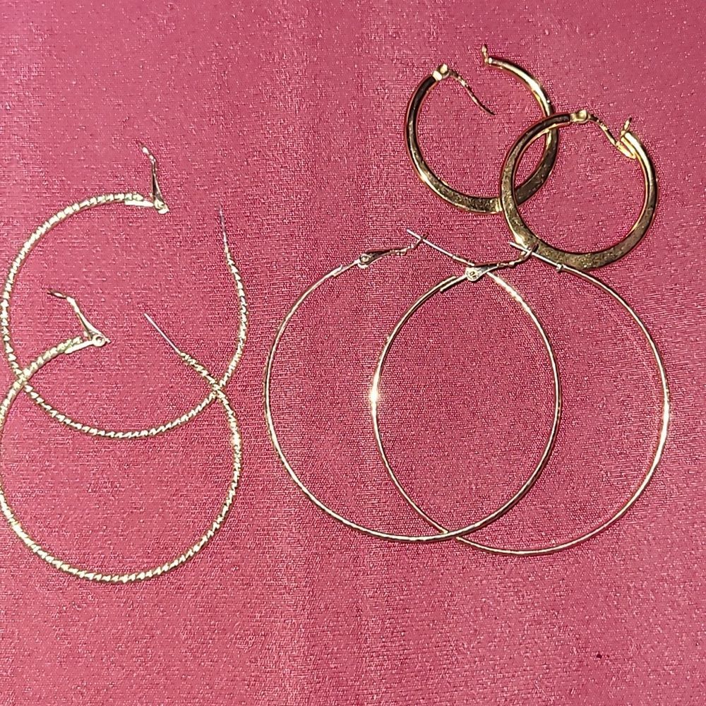 Cubic zirconia golf Or Silver Pair Of hoops - Picture 9 of 10